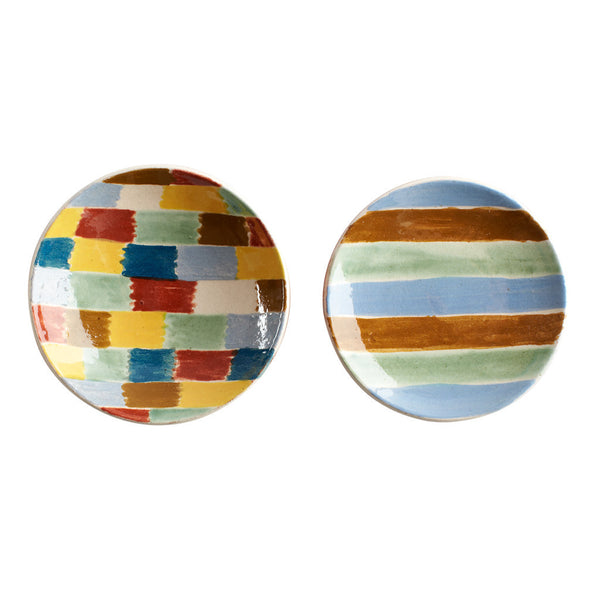 Small Ceramic Dipping Bowl - Multi-stripe - Uzbekistan